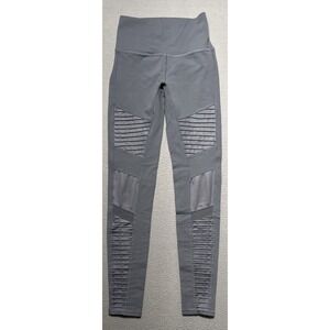 Alo Moto High Waisted Leggings Sz Small Steel Blue Mesh Panels Yoga Athleisure